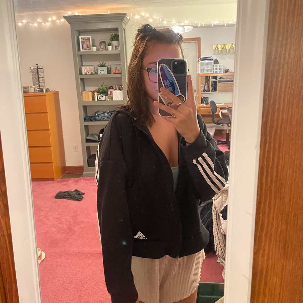 cropped adidas zip up hoodie